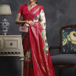 Mitera Ethnic Motifs Zari Silk Blend Bagh Saree-picture-13