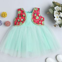 MANY FROCKS & Girls Net Round Neck Fit & Flare Dress-picture-15