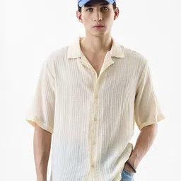 Snitch Regular Fit Textured Oversized Semi Sheer Casual Shirt-image-36
