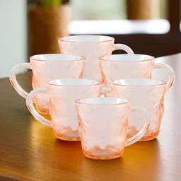 The Better Home Orange 6 Pieces Textured Glass Cups 280ml-51