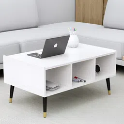 HEXA RED White Textured Wooden Rectangle Coffee Table-18