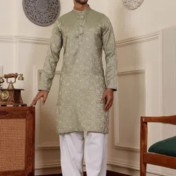 Rawayi Men Floral Printed Thread Work Kurta-image-80