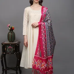 Exotic India Geometric Printed Ikat Dupatta-image-30