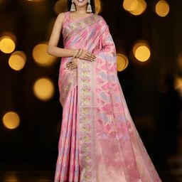 Mitera Ethnic Motifs Woven Design Zari Organza Banarasi Saree-picture-42