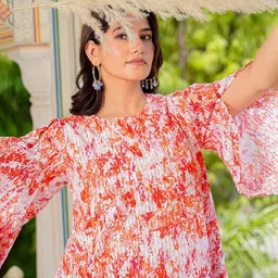 KALINI Women Dyed Round Neck Cotton A-Line Top-picture-15