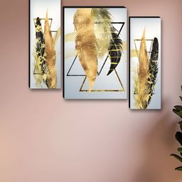 Myntra Elegant Homes White & Gold-Toned 3 Pieces Wing Printed Wall Art-image-96