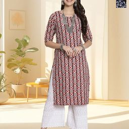 HERE&NOW Women Pack of 2 Ethnic Motifs Printed Daily Straight Kurtas-image-75
