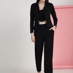 Mast & Harbour Round Neck Long Sleeves Top With Trousers Co-Ords-image-91