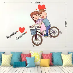 LANSTICK Couple With Bicycle Self-Adhesive Wall Sticker-image-48