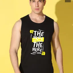 WOOSTRO Pack Of 2 Printed Cotton Gym Vests VWS26(MORE BLACK)(RUN OLIVE)-image-96