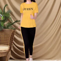 Moda Rapido Printed Round Neck T-Shirt With Trousers Co-ords-image-99