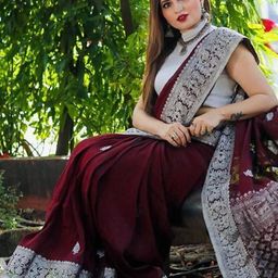 CaniBani Maroon Silk Blend Banarasi Sarees-image-77