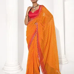 all about you Leheriya Gotta Patti Pure Cotton Designer Leheriya Saree-image-14