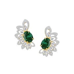 Emori 18KT Gold Butterfly Emerald Lab Diamond Earrings-9.04 g-image-74