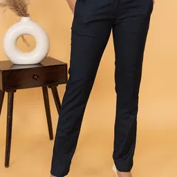 Mlada Women High Waist Regular Straight Fit Solid Formal Trousers-image-88
