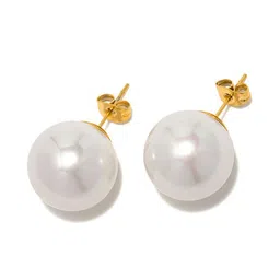 Aiza Stainless Steel Gold-Plated Pearls Beaded Spherical Shaped Studs image 3