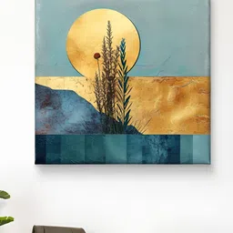 Myntra Elegant Homes Gold-Toned & Green Abstract Art Canvas Wall Art-image-65