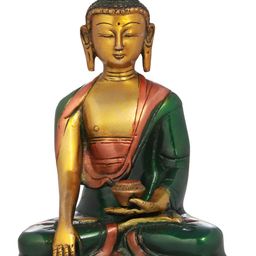 Exotic India Gold-Toned & Green Buddha Idol Showpiece-image-93