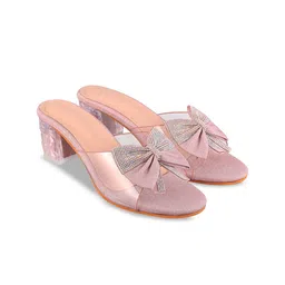 AVIVASTYLE Textured Block Pumps with Bows-52