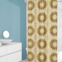 ArtzFolio Yellow & Brown Printed Waterproof Shower Curtain-image-47