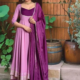 Aaghnya Sweetheart Neck Anarkali Kurta with Trousers & With Dupatta-picture-12
