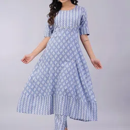 Sanganeri Kurti Women Floral Printed Regular Kurta with Trousers-31