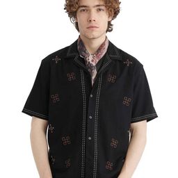 RARE RABBIT Men Comfort Cuban Collar Solid Cotton Relaxed Fit Casual Shirt-picture-9