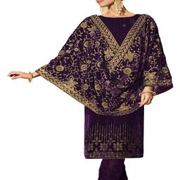 DRAVINAM Trends Floral Zari Embellished Velvet Unstitched Dress Material-image-14