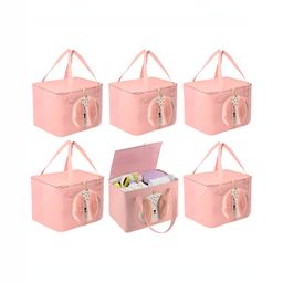 Aura Pink Set of 6 Reusable Tote Basket Organisers-22