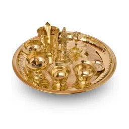 POSHIFY Brass Pooja Thali Set - Set of 10pcs-10