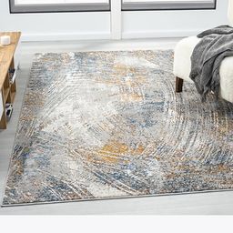 Kaleen India Blue Abstract Printed Rectangle Anti-Skid Polypropylene Carpet-image-21