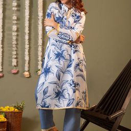 Sangria Women Floral Printed Pure Cotton Straight Kurta & Trousers With Dupatta-picture-31