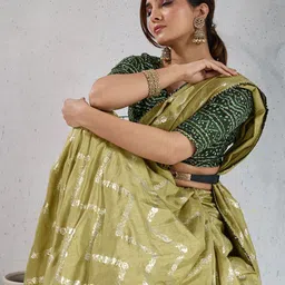 PBS PRINTS Ethnic Motif Foil Printed Saree-15