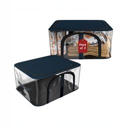 Aura Navy Blue Set of 2 Regular Drawer Organiser Organisers-57