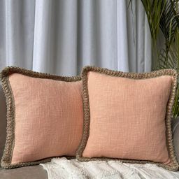EXPORT HOUSE Pink & Brown Set of 2 Square Cushion Covers-17