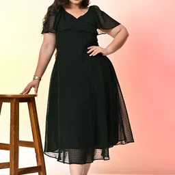 PrettyPlus by Desinoor.com Plus Size Flared Sleeve Georgette Fit & Flare Midi Dress image 1