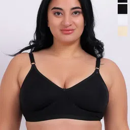 Fabme Women Pack of 4 Full Coverage Non Padded Seamless Cotton Bra-48