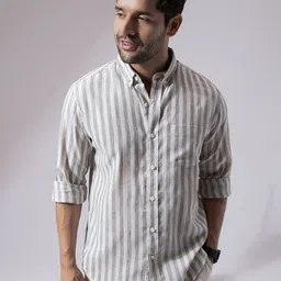 PERCH Men Slim Fit Multi Stripes Opaque Striped Casual Shirt-image-45