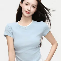 LULU & SKY Round Neck Slim Fit Crop T-shirt-image-41