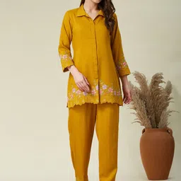 MOKOSH Women Floral Embroidered Top with Trousers-image-84