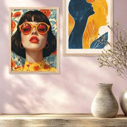 Kotart Blue & Yellow 2 Pieces Modern Wooden Painting Wall Art-picture-0