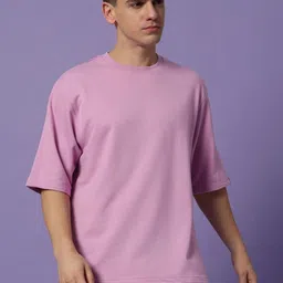 PockMAN Men Bio Finish Solid Round Neck Pure Cotton Oversized T-shirt-picture-1