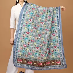 A R SILK DUPATTA HUB Geometric Printed Mirror Work Silk Dupatta-picture-28