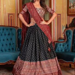 A TO Z CART Printed Ready to Wear Lehenga & Unstitched Blouse With Dupatta-picture-9