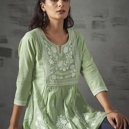 Anouk Floral Embroidered Cotton A-Line Tunic-image-71