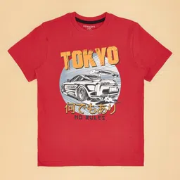 Pantaloons Junior Boys Graphic Printed Round Neck Cotton T-shirt-image-73