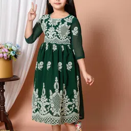BARKAT DESIGNING PLANET Floral Embroidered Chiffon Dress-32