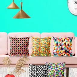 ArtzFolio Multicoloured Set of 5 Square Cushion Covers-98