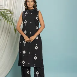 AUTUMN LANE Women Ethnic Motifs Printed Regular Pure Cotton Kurta with Trousers-picture-19