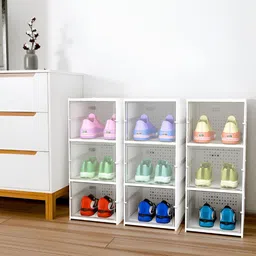 Myntra Elegant Homes Set Of 3 White 3-Layers Foldable Shoe Rack-4
